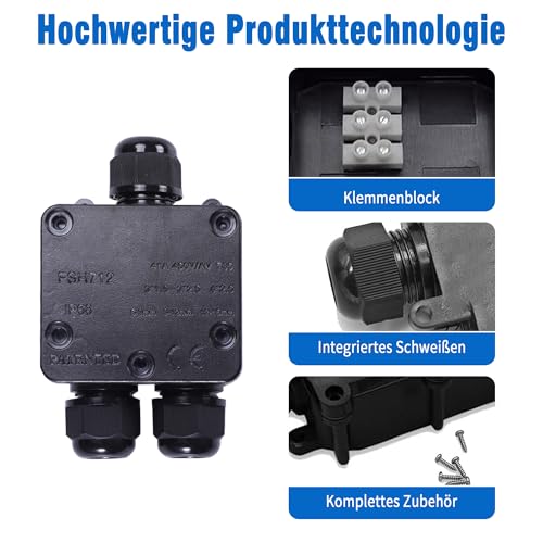 4 Piece Junction Box Waterproof IP68: 3-Way Underground Cable Connector Waterproof Junction Box Outdoor for Cables with 5 mm - Image 3