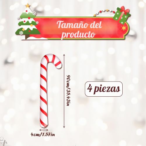 Miniatura 2 de Uilyniu 4 Piezas Decoraciones De Árbol De Navidad, Candy Cane Decoraciones, Inflable Caña De Caramelo, Bastones Caramelo De Navidad, Bastones Para Vestido De Lujo Accesorio De Fiesta Blanco, Rojo