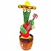 Mislaxy Cactus parlante de peluche con forma de cactus electrónico bailando, juguete de peluche para niños, cactus con guitarra (sing+baile+grabación+LED)