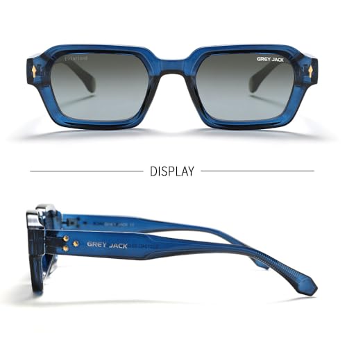 Image of grey jack TR90 Rectangle Polarized Sunglasses for Men Women,Stylish Full Rim Eyewear for UV Protection 21040