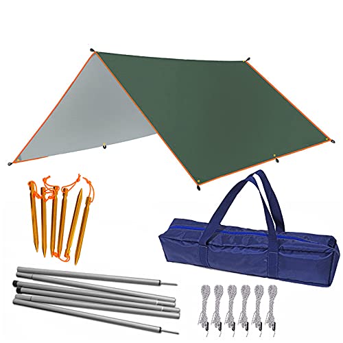 Tente ombre jardin et bâche camping étanche avec pôle de support