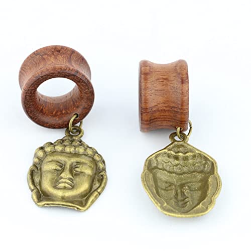 9/16 Inch 14Mm Brass Buddha Dangle Wood Ear Gauges Piercing Flesh Tunnels Plugs Statement Earrings #TOP4