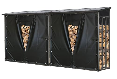 QUICK STAR 2 pièces Étagère en métal pour Bois de cheminée Anthracite XXL 185 x 70 x 185 cm Distance Entre Les Bois 4,6 m³ avec protection contre les...