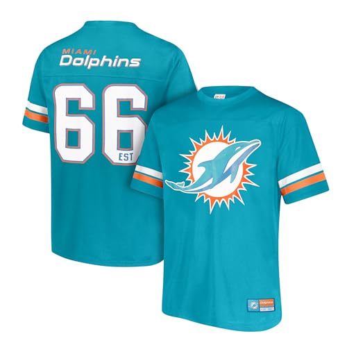 Ultra Game NFL Official Adults Super Soft Vintage Game Day Jersey Shirt - Unisex Miami Dolphins Team Color 2023 X-Large