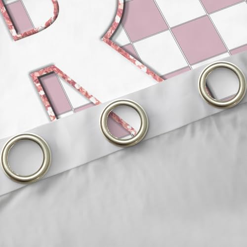 Image of Erosebridal Pink Initial R Window Curtains 38 inch Wx45 L Kawaii Plaid Checkered Blackout Curtains for Kids Girls Bedroom,Cute Personalized Monogram Window Treatments Grids Gingham Drapes Decor 2 Panels