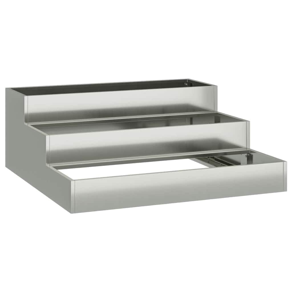 Fioriera da giardino in acciaio zincato, 90 x 90 x 35 cm, colore: argento | Robusta aiuola in metallo per giardino e terrazza. La struttura in acciaio zincato offre molto spazio per i fiori.