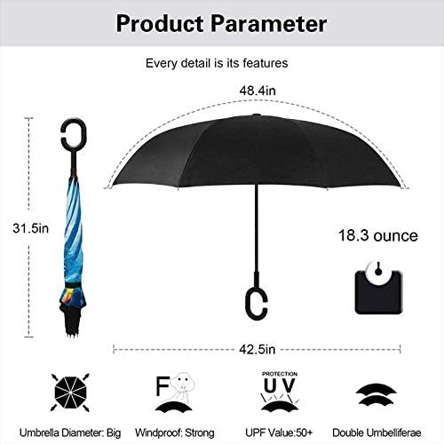 Killer Whales Orcas Ocean Sea Animals Wallpaper Windproof Double Layer Folding Inverted Umbrella, Car Reverse Umbrella Upside Down Umbrella With C-Shaped Handle