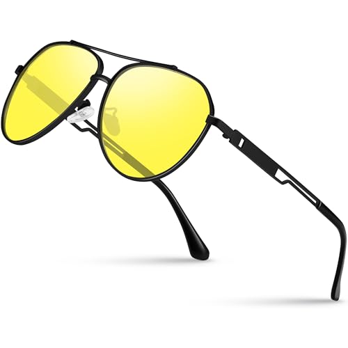 Nachtsichtbrille-Anti-Glare-HD-Nachtsichtbrille zum Fahren-Al-Mg-Metallrahmen-polarisierte Gläser-Blendfreie Nachtfahrbrille für Männer und Frauen-Stilvoll für Autofahren, Angeln, Skifahren,black