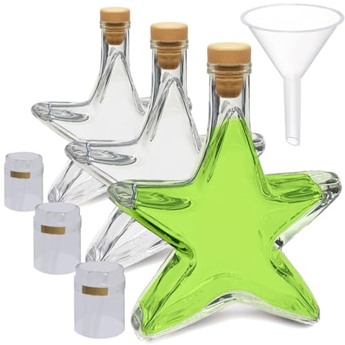 Geniess-Bar! 10 Sternflaschen leer 200ml Stern Weihnachtsflaschen Flasche Sternform Geschenkflasche...