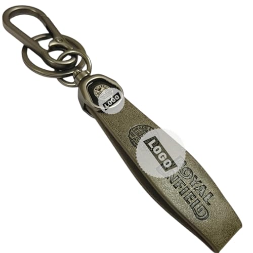 Image of Compatible with Royal Enfield KeyRing, Premium Leather & Metal, Scratch-Resistant Lightweight Bike Keyring for Men