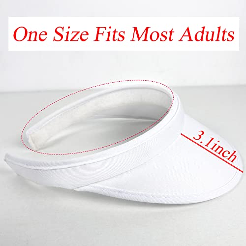 2 Pack Sun Visor Hats Women Men Clip-On Wide Brim Visors Adjustable Uv Protection Sunhat Outdoor Sports Golf Tennis Travel Beach Summer Cap White #TOP4