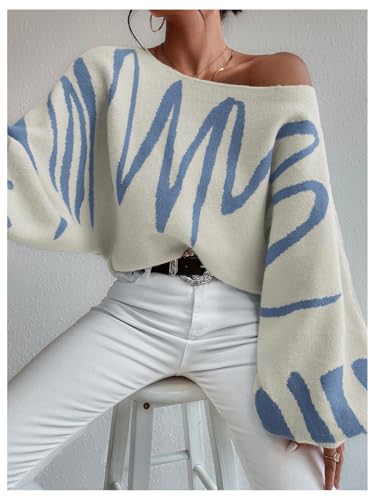 Verdusa Women's Off The Shoulder Sweater Oversized Long Lantern Sleeve Pullovers Fall Outfits 2025 Knit Tops4