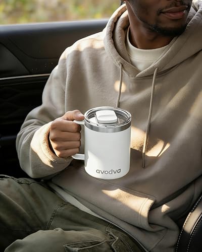 avodvo 2 Pack 12oz Insulated Coffee Mug with Lids, Stainless Steel Cup - image 5