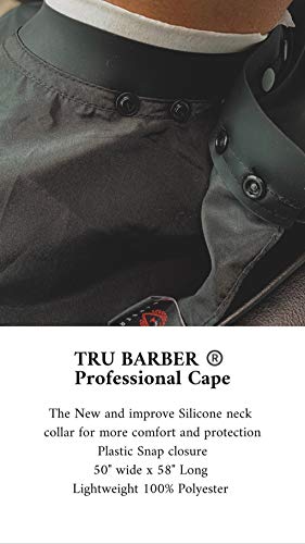 TRU BARBER Silicone neck cape, Professional Cape with Snap Closure Hair Salon Cutting Cape, Barber Cape, Barbershop cape, 50\" x 58” (Blak/Red) - Thumbnail 4