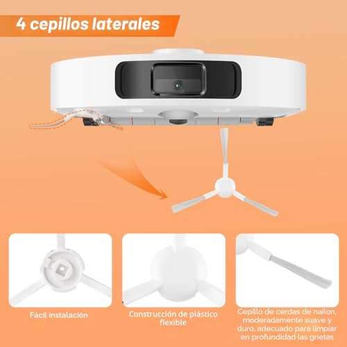 Miniatura 5 de Spofan Accesorios Para Xiaomi X20 X10 Plus, Para Dreame L10s Ultra L10 Ultra L10 Prime Robot Aspirador, 1 Cepillo Central, 4 Cepillos Giratorio, 2 Filtros, 4 Paños De Fregado, 6 Bolsas