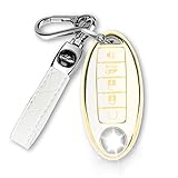 MILD EAST for Nissan Key Fob Cover 5 Button Key with Key Chain, Soft TPU Key Case Shell Full Protect