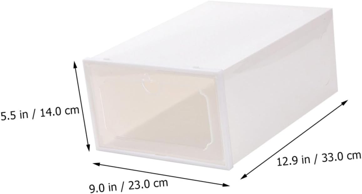 Large Capacity Shoe Storage Boxes with Flip-top Lids, Thick Plastic Organizer for Home Closet, 6pcs Pearl White Stackable Shoe Organizers for Sneakers and Boots