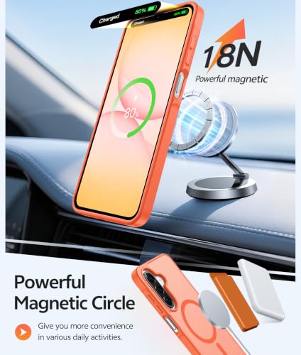 Image of FNTCASE for Galaxy A17 /A16 5G Phone Case, Fit for Magsafe, Screen Protector | Translucent Matte, 14FT Military Grade Drop Protection, Slim Shockproof Protective, for Samsung A 17 A 16 Cover, Orange