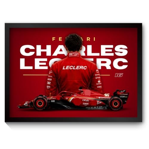 Image of Charles Leclerc Framed Ferrari F1 Car A4 Sized (31 x 23 cm) | Charles Leclerc Poster | Ferrari Car Frame Posters for Wall, Gift for Boys, Formula 1 Frames | Formula 1 Framed |Ferrari F1 Poster | (F 248)