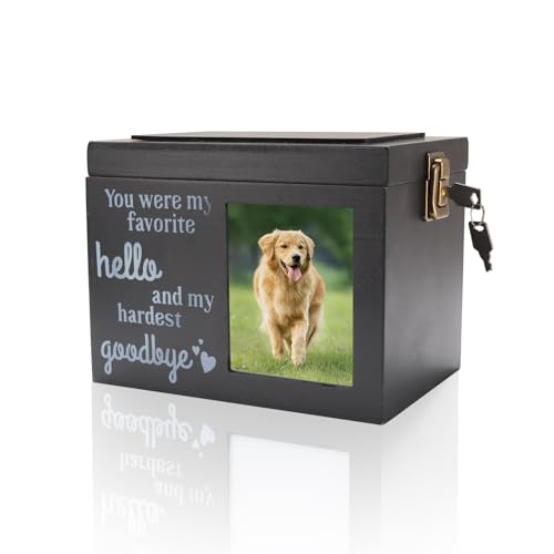 Pet Urns for Dogs Ashes Custom Woode Dog Ashes Box with Photo for Pet Memorial Keepsake Dog Urns for Ashes Pet Cremation Urn Wood Keepsake Memorial Box Gift for Pet Lovers