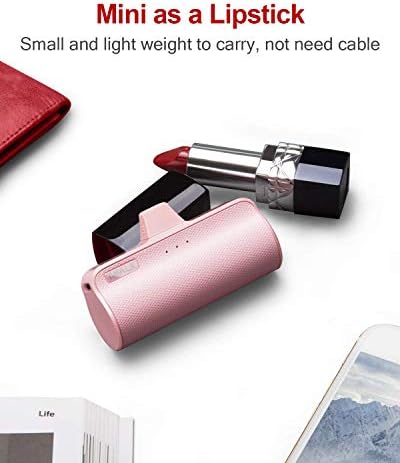 iWALK 3350mAh Portable Compact Built in Connector Docking External Battery Pack Power Bank Charger compatible with iPhone 14/14 Pro/14 Pro Max/14 Plus/13/12/11 /XS/XR/X/8/7/6s/Plus and More,Pink