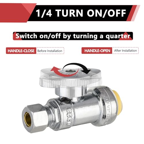 Image of 20Pcs EFIELD Straight Stop Valve,1 /2 inchPush x3 /8 inchCompression(PF-VALVE021-20)