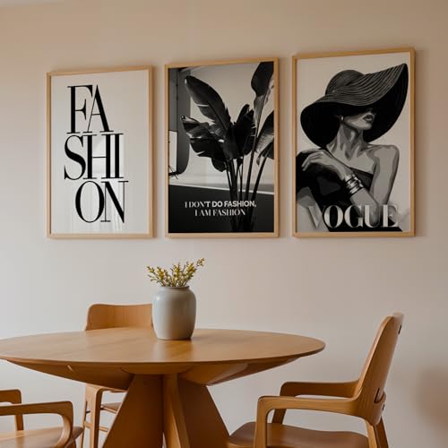 Image of NoWorries Modern Fashion Wall Art Frame Paintings 300 GSM Premium Prints | Vogue Lady Art, Botanical Print & Typography Frames | Stylish Home Decor for Living Room, Office & Bedroom | Synthetic Wooden Finish Wall Art Frames (Set of-3) (NATURAL, ART-6, 10X13INCHES)