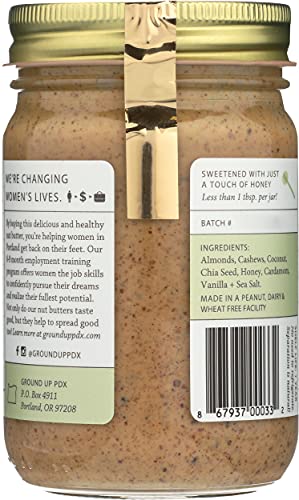 Ground Up Pdx Nut Butter Almond Cashew Coconut Cardamom Chia Sd, 12 Oz #TOP1