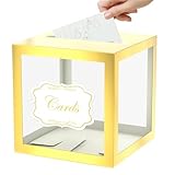 WNINK Gold Cards Box for Birthday, Wedding, Bridal or Baby Shower, Graduation, Anniversaries, Engagement Party Decorations Supplies Money and Cards Receiving Box