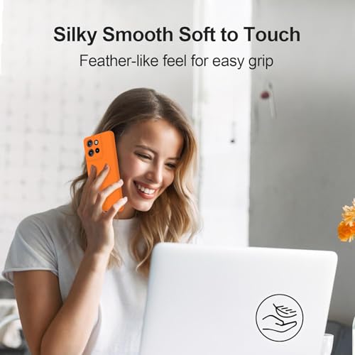 Image of DIZORO Microfiber Candy Case for Motorola Edge 50 Neo 5G Smooth Touch Cushion Liquid Soft Silicone Gel Rubber Phone Cases Non-Slip Full Body Protective Shockproof Back Cover - Orange.