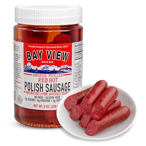 Bay View Smoked Pickled Polish Sausage 8oz Red Hot
