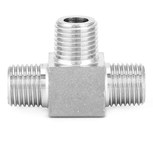 Pipe Connector 3 Way Pipe Connector Stainless Steel T Adapter 3 Way BSPT Male Thread Hose Pipe Fitting Connector T Valve Diverter Faucet Valves (BSPT1/2)