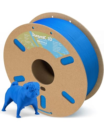 DURAMIC 3D Matte PLA Filament 1.75mm Blue, 1kg Cardboard Spool Matte Finish 3D Printer Filament PLA 1.75mm Dimensional Accuracy 99% +/- 0.03 mm, Printing with FDM 3D Printer, Easy to Remove Support