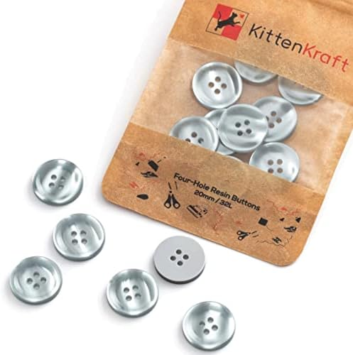 Kitten Kraft 20mm Buttons (4/5 inch, 32L) 10 or 20 Pcs Round Large 4-Hole Resin, 20 Colours, Haberdashery for Crafting, Sewing, Replacement, Knitting Handmade Baby Cardigans (Sweet Pink, 10 Buttons)