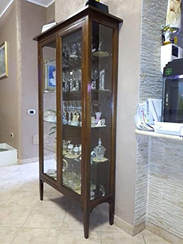 Mar.c.a. Design, Vitrina Salon, Vitrina Expositora para Varios Objetos - Librería Estantería de Madera, Nogal - Mueble Salón y Mueble Cocina Clásico con Estantes y Puertas 89x34x170H - Made in Italy - imagen 4