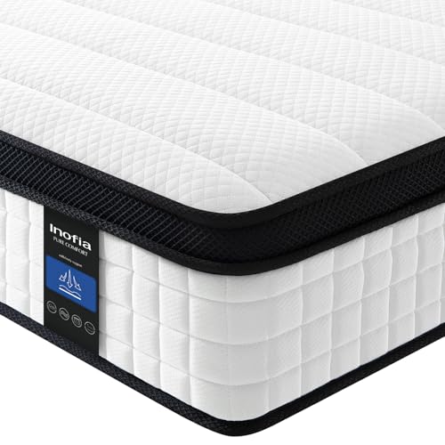 Inofia Double Memory Foam Sprung Mattress 10.6 Inch,4FT6 Spring Mattress with Innovative Memory Foam...