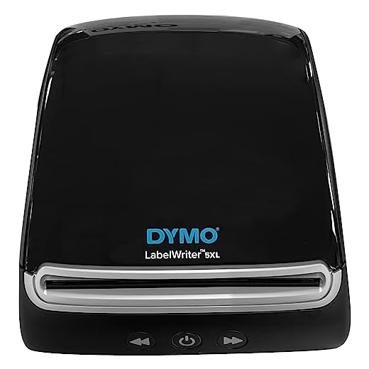 DYMO LabelWriter 5XL Direct Thermal Monochrome Wired Label Printer, Black - USB and Ethernet Connectivity, 62 Labels Per Minute, 300 dpi, 4.16" Print Width, 4 x 6