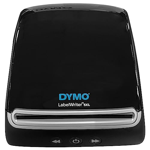 DYMO LabelWriter 5XL Direct Thermal Monochrome Wired Label Printer, Black - USB and Ethernet Connectivity, 62 Labels Per Minute, 300 dpi, 4.16