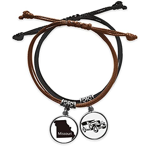 Bracelet Missouri carte USA en cuir, le cadeau idéal pour les passionnés de road trips