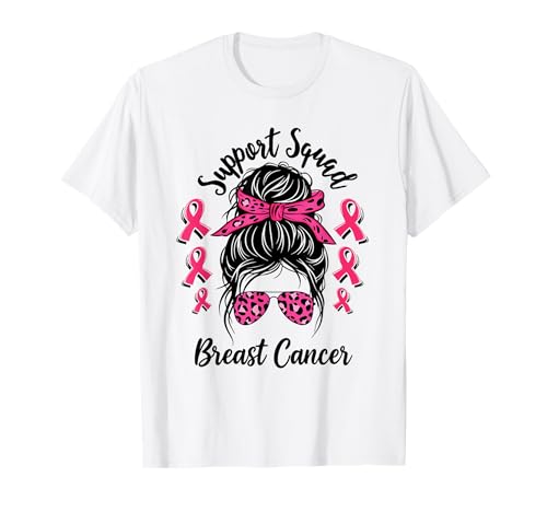 Support Squad Concientización sobre el cáncer de mama de leopardo desordenado Camiseta