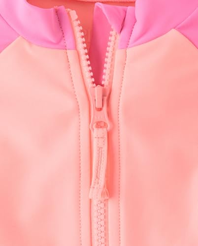 Image of The Children's Place Girls' Long Sleeve Half Zip One Piece Rashguard Swimsuit