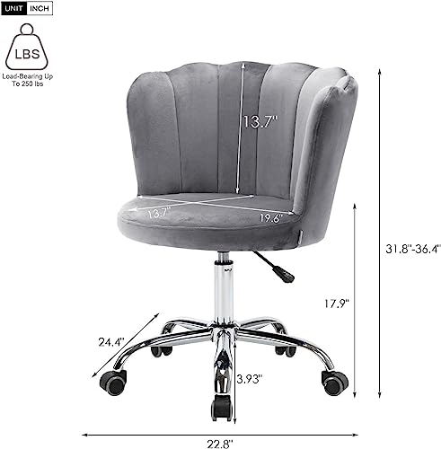 Recaceik Velvet Home Office Chair, Modern Adjustable Swivel Shell Desk Chair For Living Room Upholstered Cute Vanity Chair With Wheels, Comfy Task Chair Accent Chair For Living Room Bedroom Makeup #TOP1