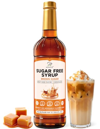 Soeos Sugar Free Brown Sugar Syrup, 33.8 Fl Oz (1 Liter)