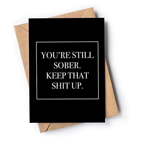 Funny and original sobriety card with envelope | Perfect soberversary card and an unique way to say congratulations for men or women Cover