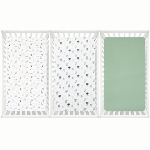 Image of david's kids 3 Pack Fitted Crib Sheets, Ultra Soft Breathable Comfortable Baby Sheet Set for Boys Girls Neutral, 28x52 Inch Fits Standard Crib and Toddler Mattresses, Animals