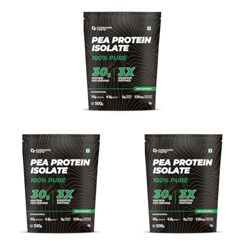 Image of Carbamide Forte Pea Protein Isolate 30G Per Serving | Vegan Plant Protein Powder Isolate With 4.8G BCAA | 100% Pure Unflavoured Plant Pea Protein Powder - 500G (Pack Of 3), 1500 Grams, 30 Grams