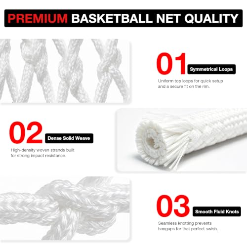 2Pack Basketball Net Replacement Heavy Duty 12 Loop for Basketball Hoop - image 3