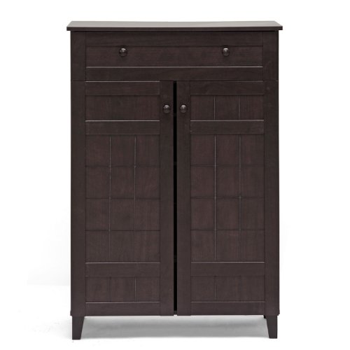 Baxton Studio Glidden Wood Modern Shoe Cabinet, Tall, Dark Brown #TOP1