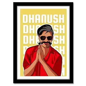 GOOD HOPE South Actors Artworks, Movies for Room and Office Home wall Decoration Bedroom Living Gift Painting sticker wallpaper Boys Hostel (Dhanush, 10 x 13 Inch Framed)