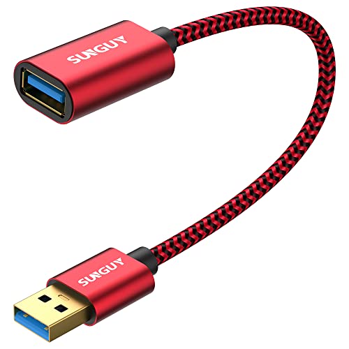 Sunguy 5Gbps Usb 3.0 Extension Cable, 1Ft Usb Extender, Usb A Male To Female Cord, High Data Transfer Compatible With Xbox, Hard Drive, Webcam, Usb Keyboard, Mouse, Flash Drive, Oculus Vr (Red) #TOP18